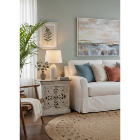 MANDALA-COMODINO CON VETRO 2 ANTE