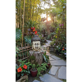 TESTA DI BUDDHA INVECCHIATA H40CM