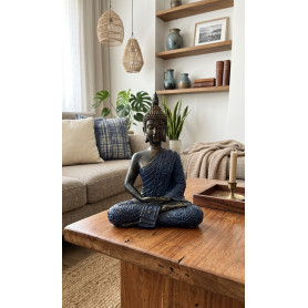 BUDDHA THAI SEDUTO BLU H28CM