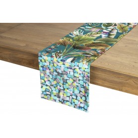 180X30 VELVET TROPICAL LEAVES RUNNER