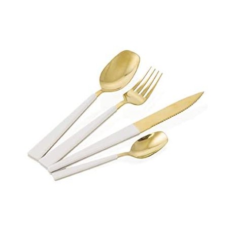 GOLD SET 24 POSATE MANICO BIANCO