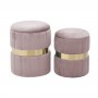 S/2 VELVET STOOL PINK/GOLDEN D36X44