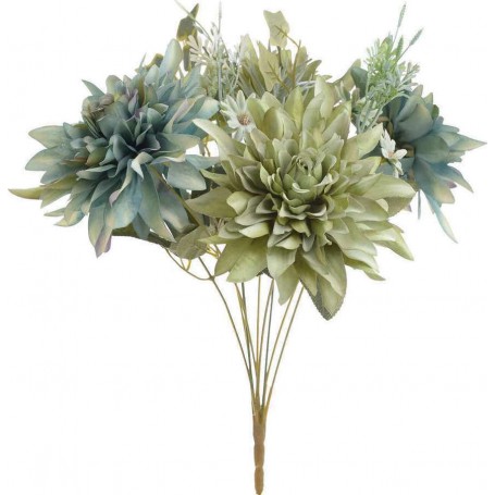 PL/FABRIC FLOWER BOUQUET BLUE/GREEN H45