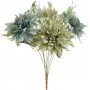 PL/FABRIC FLOWER BOUQUET BLUE/GREEN H45