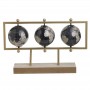 METAL/WOODEN TRIPLE GLOBE BLACK/NATURAL