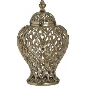 METAL PERFORATED JAR W/LID GOLD 24X39