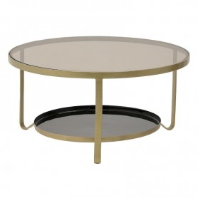 METAL/GLASS COFFE TABLE BRASS 70X35