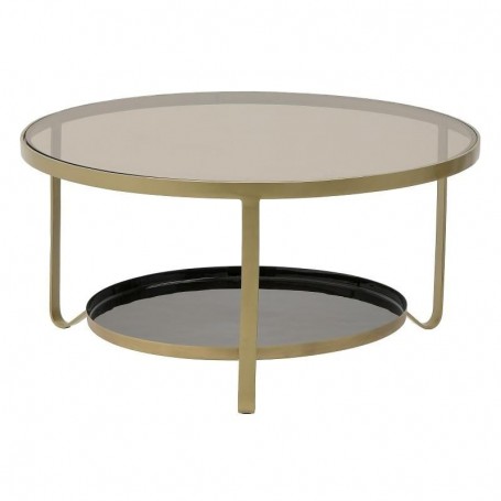 METAL/GLASS COFFE TABLE BRASS 70X35