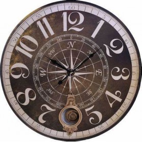 WODDEN WALL CLOCK W/PENDULUM