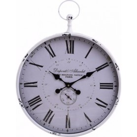 METAL WALL CLOCK ANTIQUE WHITE