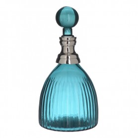 GLASS/METAL DECANTER TURQUOISE