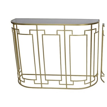 METAL GLASS CONSOLE TABLE GOLD BIG