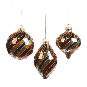GLSS STRIPE SWIRL BALL/FIN. ORN