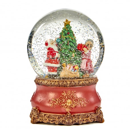 MUS.SANTA/MRS CLAUS/TREE SNOW GLOBE