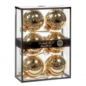 GLSS UNI BALL BOX/6 SHINY LT GLD 7CM