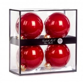 SET 4 PALLINE IN VETRO ROSSO OPACO D10CM