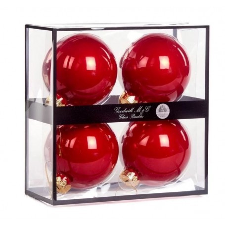 SET 4 PALLINE IN VETRO ROSSO OPACO D10CM