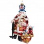 GLSS SANTA W/BIG BEN/BUS ORN RD/BLU