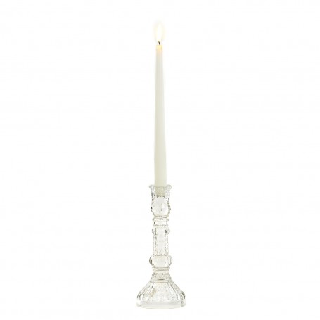 GLSS BAROQUE CANDLE HOLDER ON STAND CLR