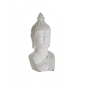 BUDDHA CEMENT BUST ANTIQUE WHITE