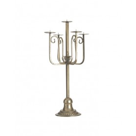 METAL CANDLE HOLDER 5 SEAT ANTIQUE GOLD