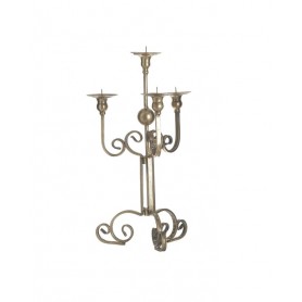 METAL CANDLE HOLDER 4 SEAT ANTIQUE GOLD
