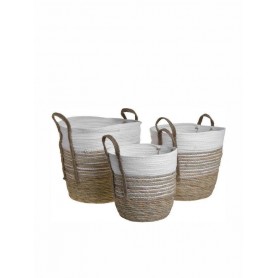 FABRIC/SEAGRASS BASKET NATURAL/WHITE