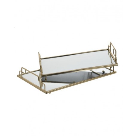 METAL TRAY W/MIRROR GOLD MEDIUM