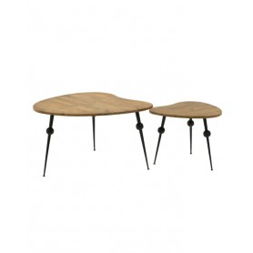 S/2 WOODEN SIDE TABLE NATURAL