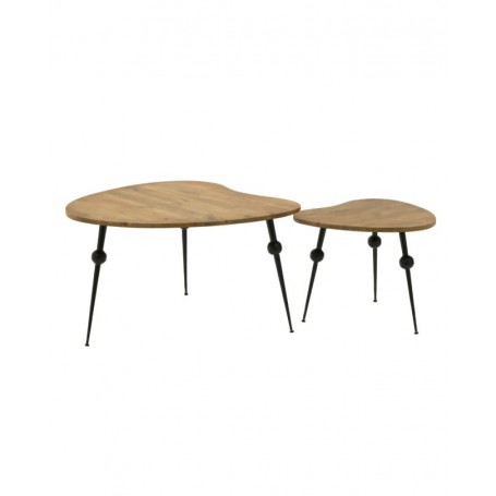 S/2 WOODEN SIDE TABLE NATURAL