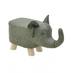 WOODEN/PU STOOL W/ELEPHANT HEAD