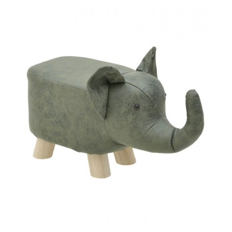 WOODEN/PU STOOL W/ELEPHANT HEAD