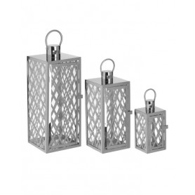 METAL/GLASS LANTERN SILVER