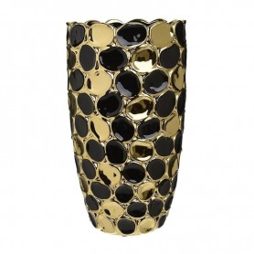 CERAMIC VASE BLACK/GOLDEN 19X35