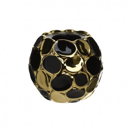 CERAMIC CANDLE HOLDER BLACK/GOLD 11X10