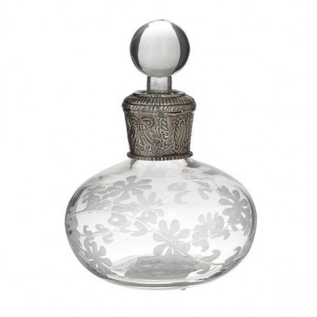 GLASS DECANTERS W/METALLIC TOP