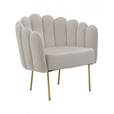 METAL/VELVET ARMCHAIR CREAM 76X60X82