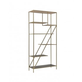 METAL/WOODEN SHELF GOLDEN/BLACK