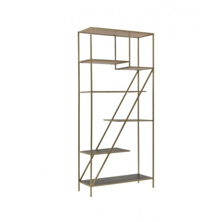 METAL/WOODEN SHELF GOLDEN/BLACK