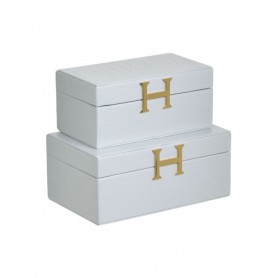 PU JEWELLERY BOX WHITE/GOLDEN BIG