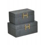 S/2 PU JEWELLERY BOX GREY/GOLDEN