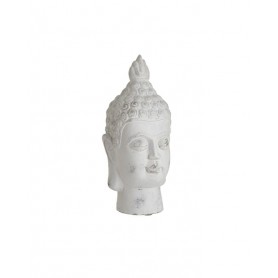 BUDDHA CEMENT BUST ANTIQUE WHITE