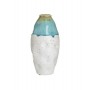 CERAMIC VASE ANTIQUE WHITE/TURQUOISE