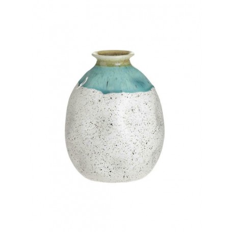 CERAMIC VASE ANTIQUE WHITE/TURQUOISE