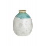 CERAMIC VASE ANTIQUE WHITE/TURQUOISE