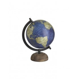 METAL GLOBE BLUE/NATURAL 19X16X23