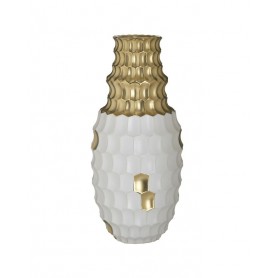 CERAMIC VASE WHITE/GOLDEN D16X35