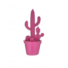 RESIN PLANT IN POT CACTUS FUCHSIA