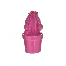 RESIN PLANT IN POT CACTUS FUCHSIA D12X21