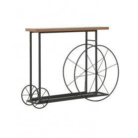 WOODEN/METAL WHEELED CONSOLE TABLE BLACK